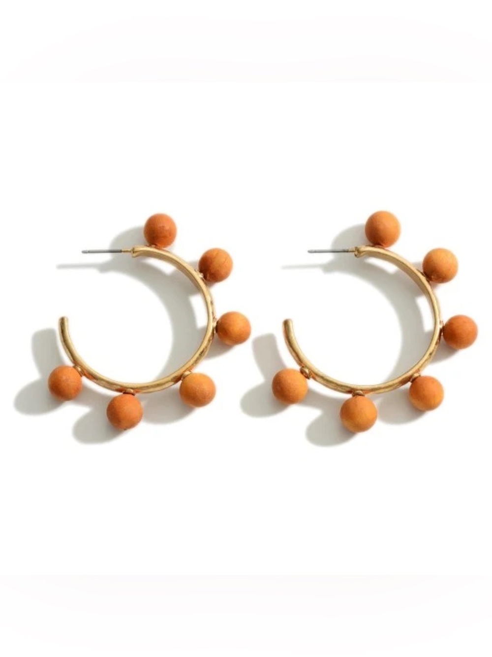 Stylish Brown Wooden Bead Hoop Fall Earrings Boho - Women's Jewelry NWT